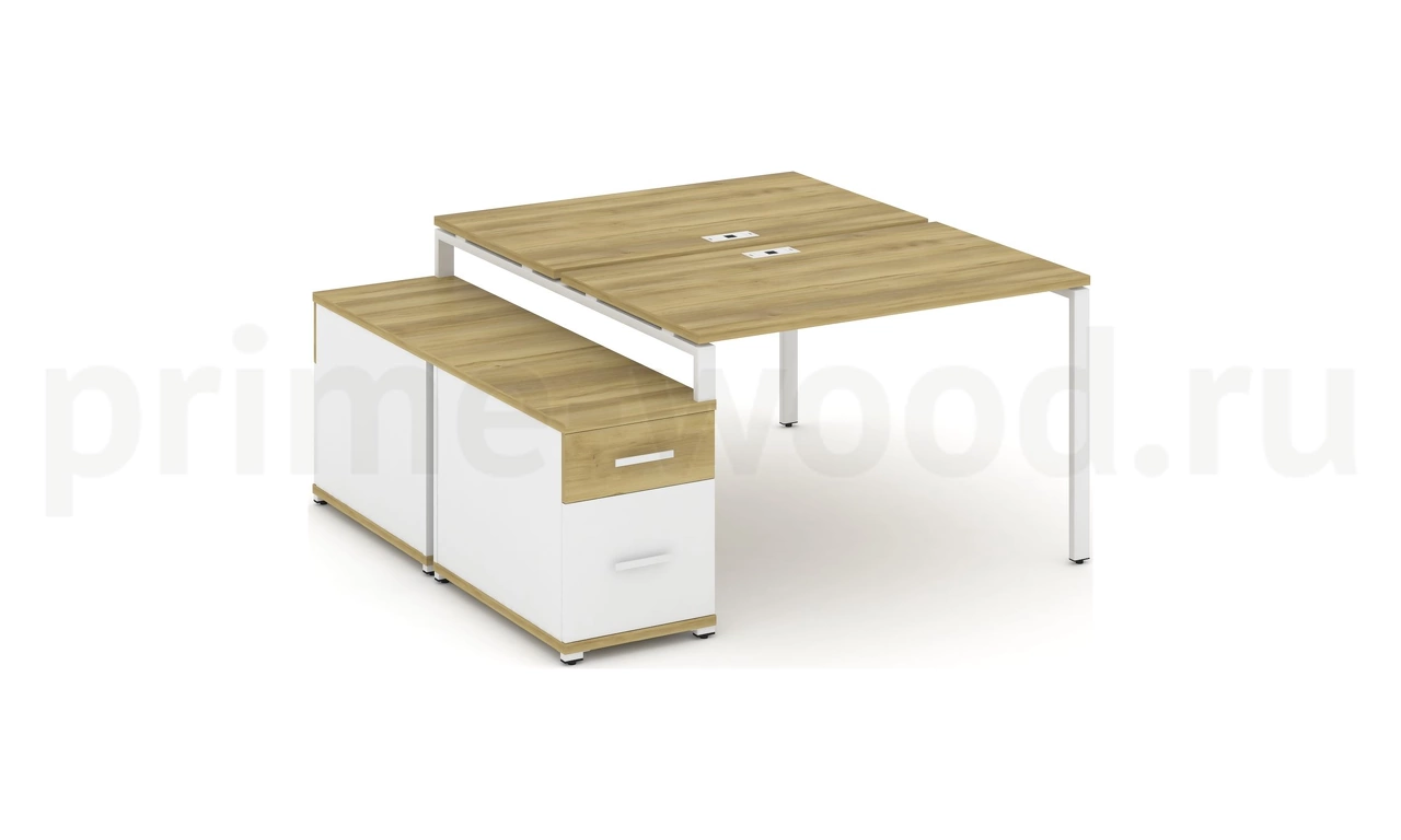 Рабочая станция на 2 места с двухсторонней опорной тумбой CN.DRS-306 B/W - фото 4